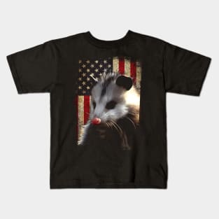 Urban Opossum American Flag Tee for Nocturnal Nature Lovers Kids T-Shirt